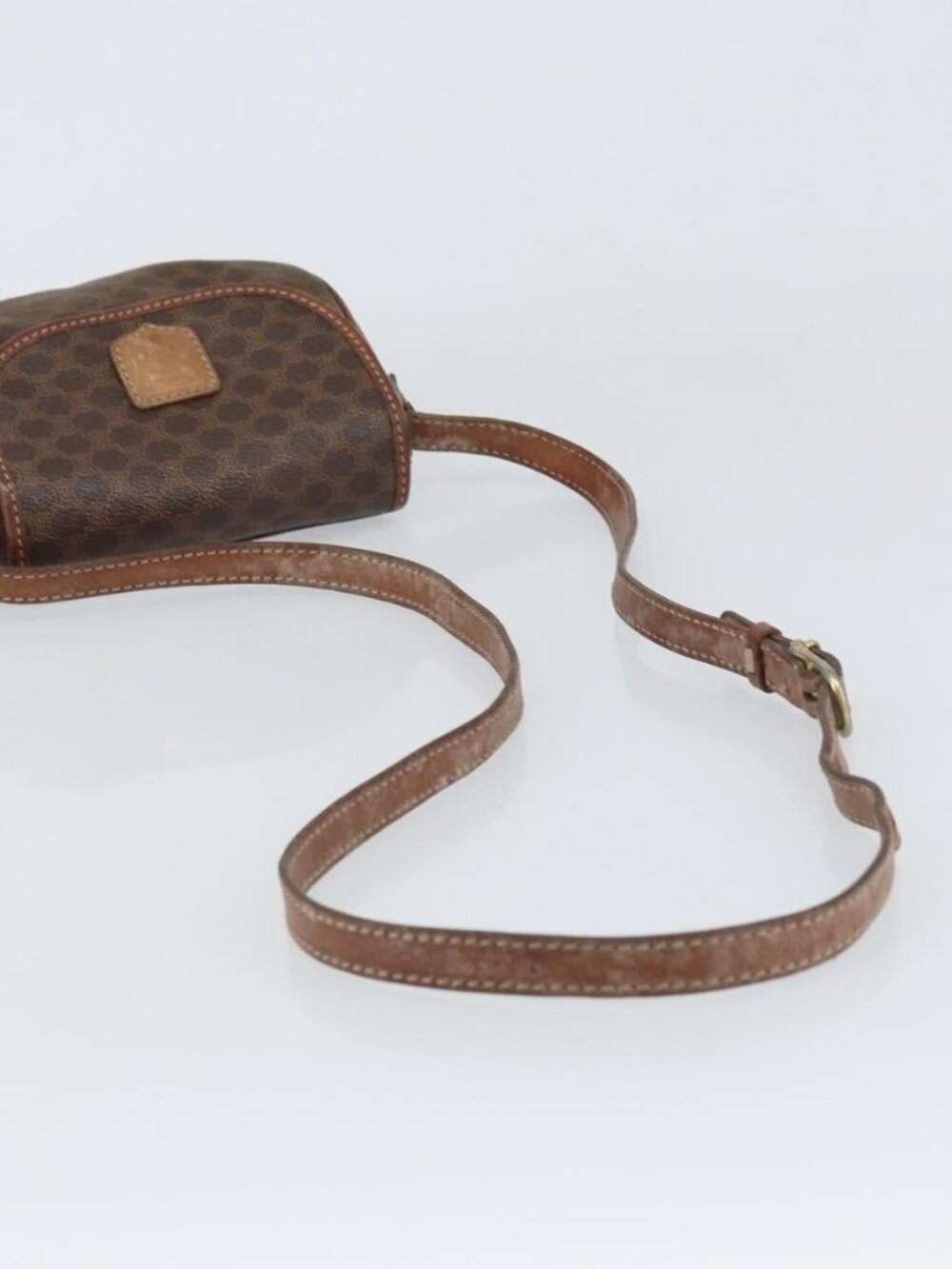 Authentic CELINE Macadam Canvas Shoulder Bag PVC Leather Brown Gold - Picture 14 of 16